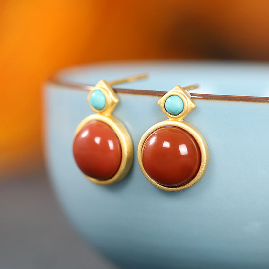 Connie Red Jasper And Turquoise Earrings