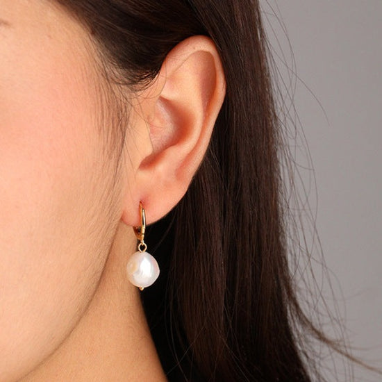 Whitley Pearl Huggie Earrings